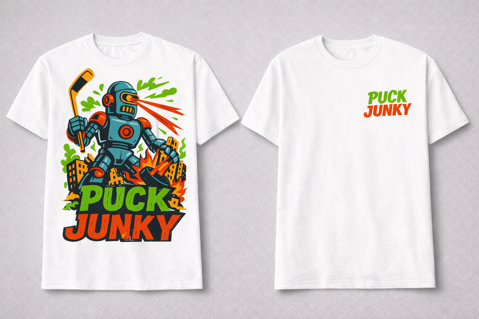 Puck Junky - Save The Robots - White Tee