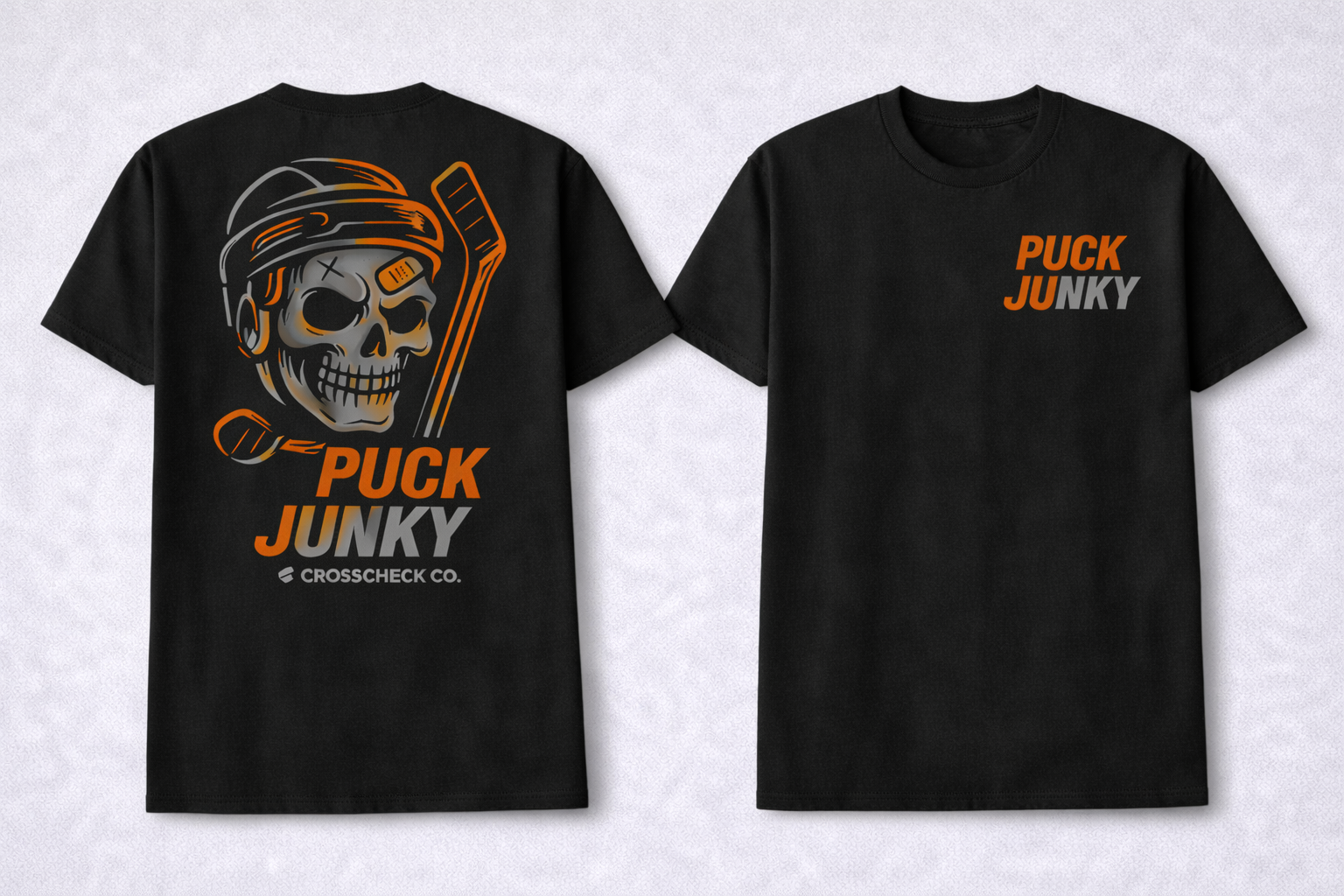 Puck Junky - Skelly Tee - Black/Orange (PRE-ORDER)