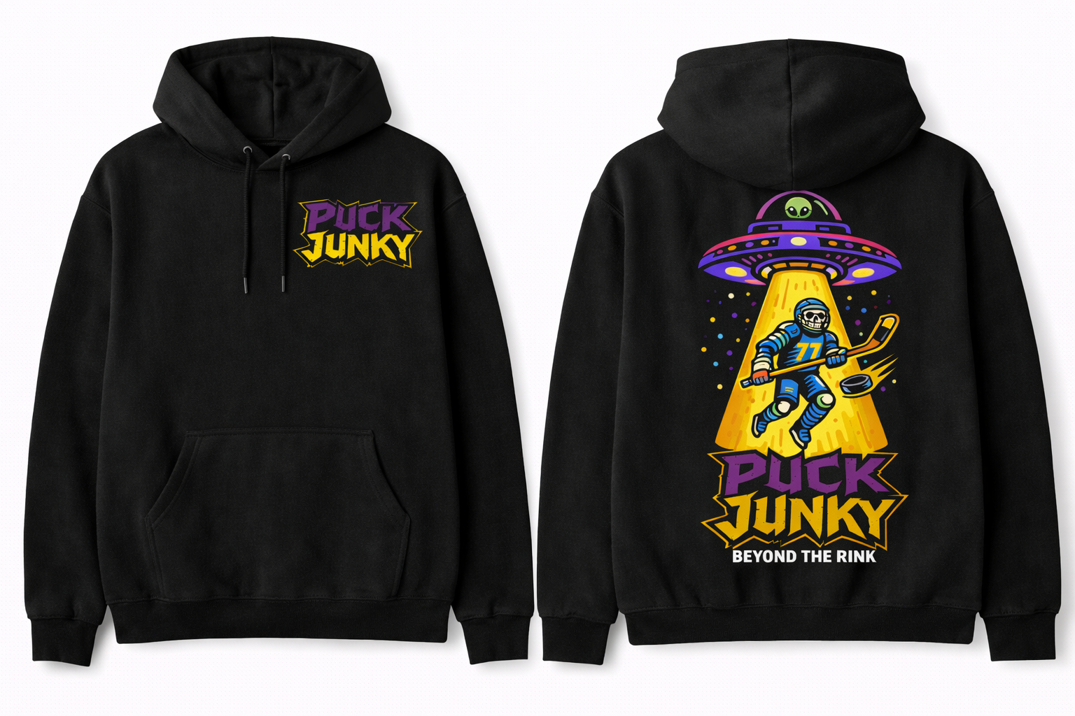 Puck Junky - Alien - Black Hoodie (PRE ORDER)
